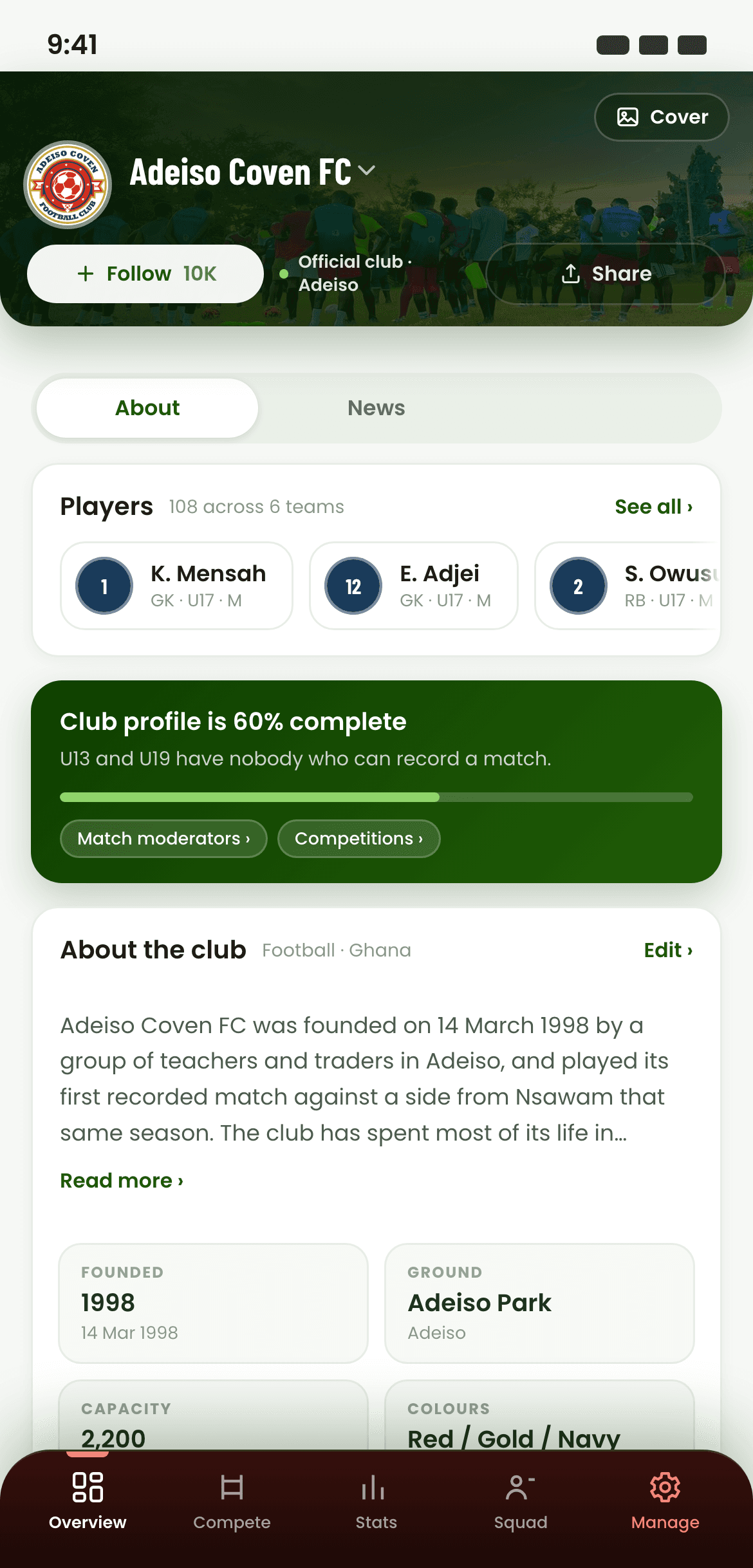 Club management