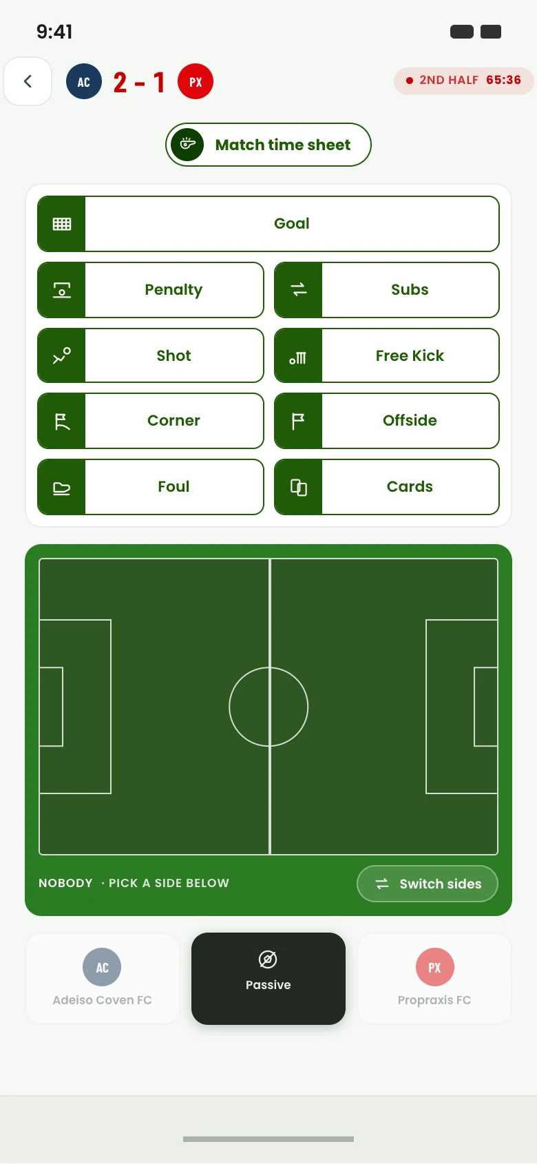 Track every match live